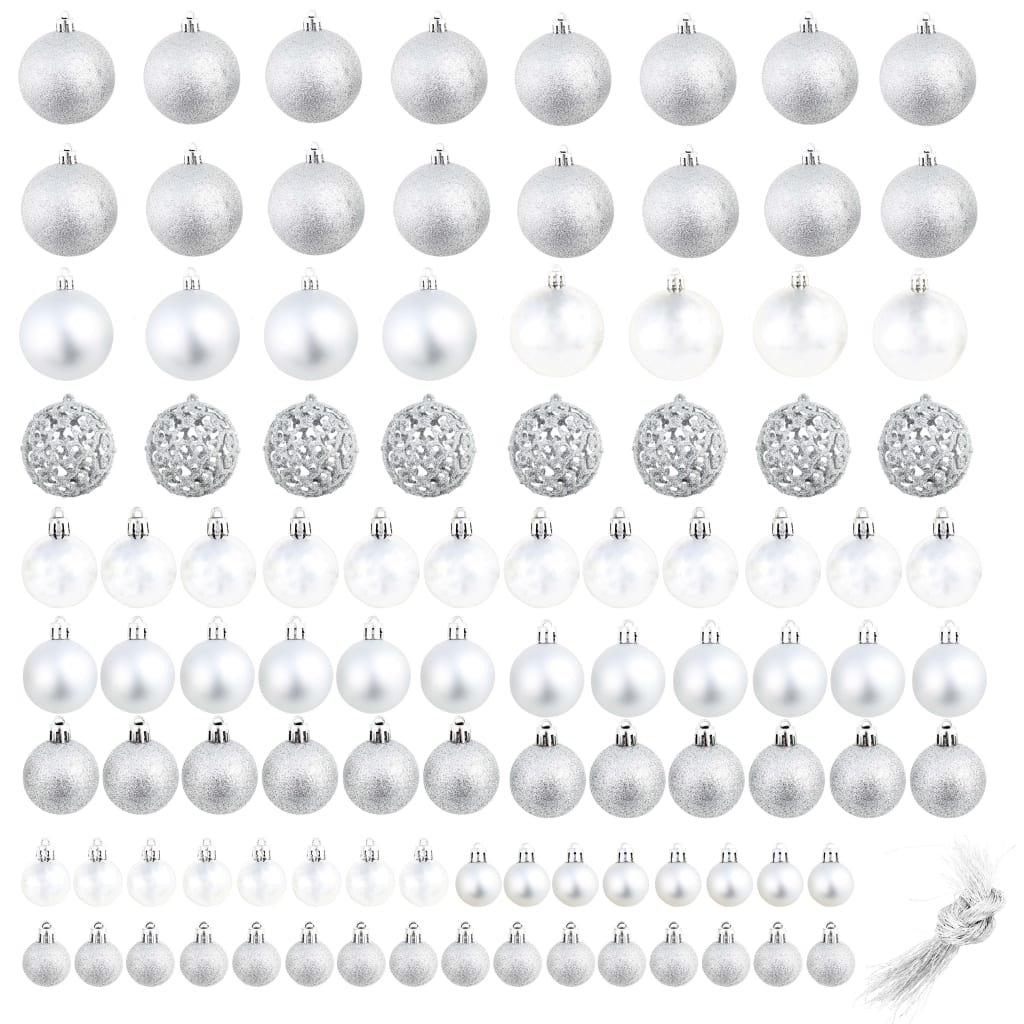 Vidaxl 100-teiliger Weihnachtskugel Set 3 4 6 cm Silberfarbe