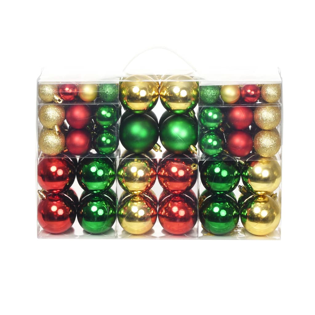 Vidaxl Weihnachtsbällchen 100 St rotes goldenes Grün