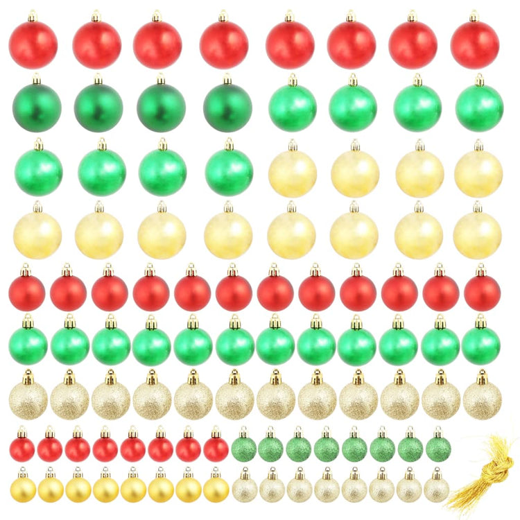 Vidaxl Weihnachtsbällchen 100 St rotes goldenes Grün
