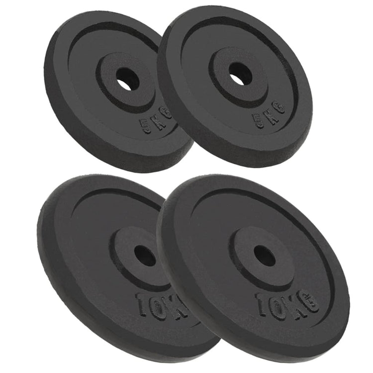 VIDAXL -Halfterscheiben 4 PCs 2x10 kg und 2x5 kg Gusseisen