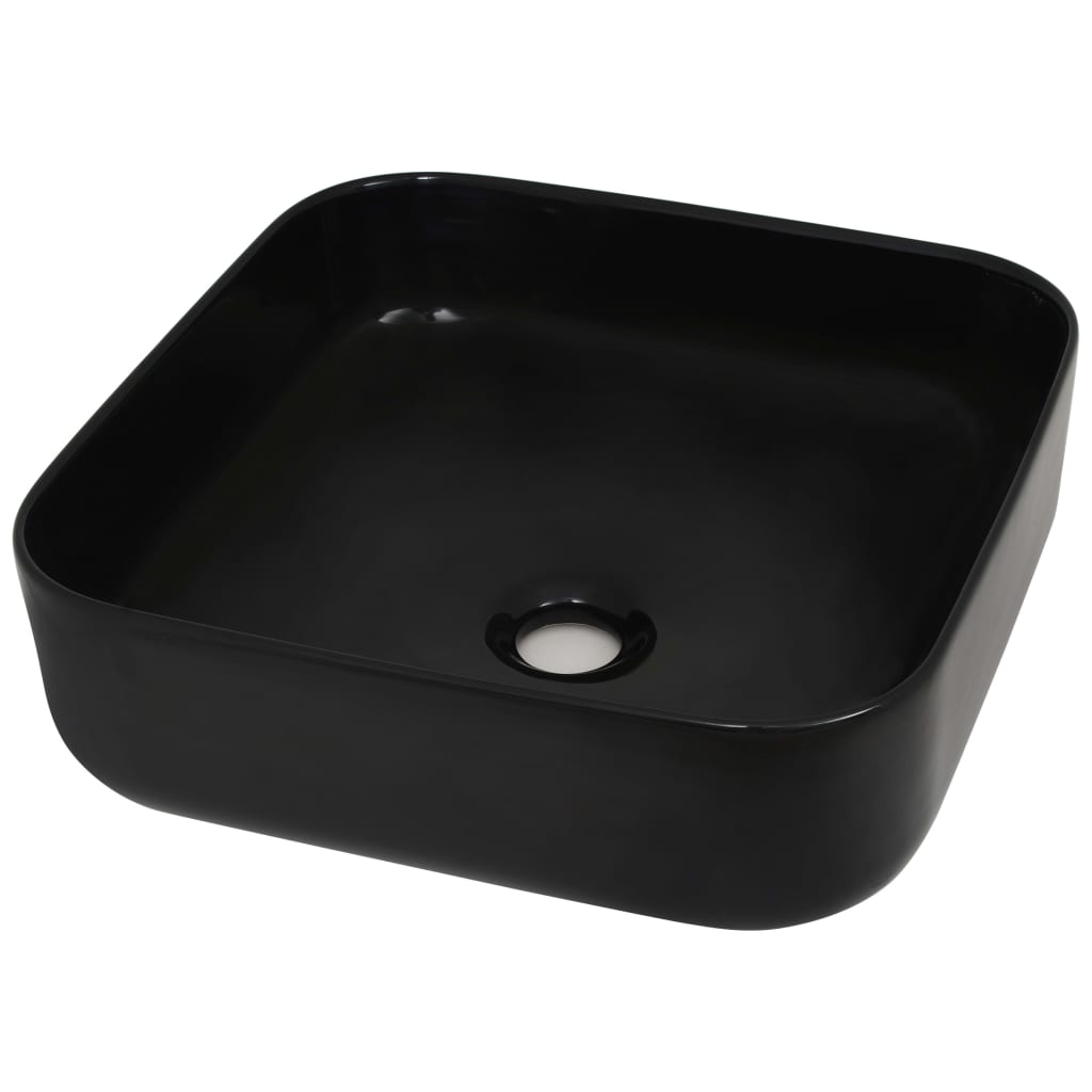 VIDAXL WASHBAIN Square 38x38x13,5 cm Keramikschwarz