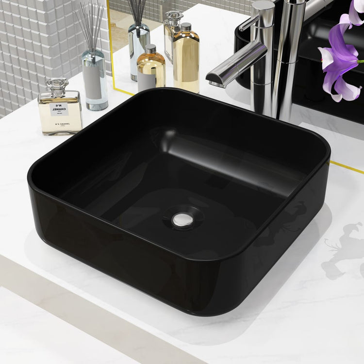 VIDAXL WASHBAIN Square 38x38x13,5 cm Keramikschwarz