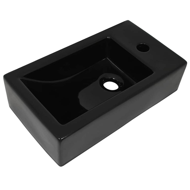 VIDAXL WASHBAIN mit Rechteck -Loch rechteckig 46x25,5x12 cm Keramik Schwarz
