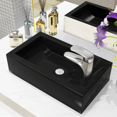VIDAXL WASHBAIN mit Rechteck -Loch rechteckig 46x25,5x12 cm Keramik Schwarz