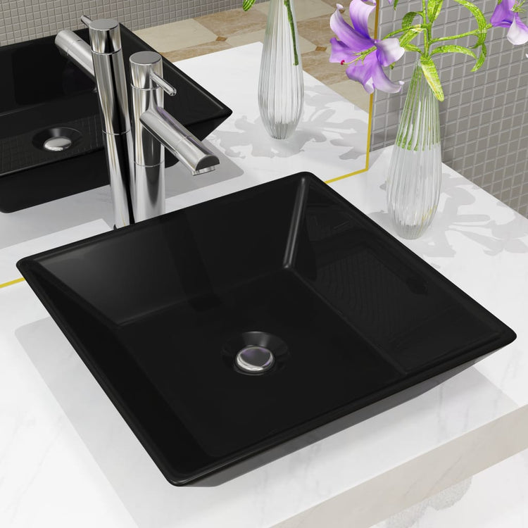 VIDAXL WASHBAIN Square 41.5x41.5x12 cm Keramikschwarz