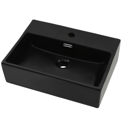 VIDAXL WASHBAIN mit TAP -Loch 51.5x38.5x15 cm Keramik Schwarz