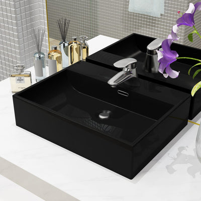 VIDAXL WASHBAIN mit TAP -Loch 51.5x38.5x15 cm Keramik Schwarz