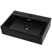 VIDAXL WASHBAIN mit TAP -Loch 60,5 x 42,5x14,5 cm Keramikschwarz - afbeelding 2