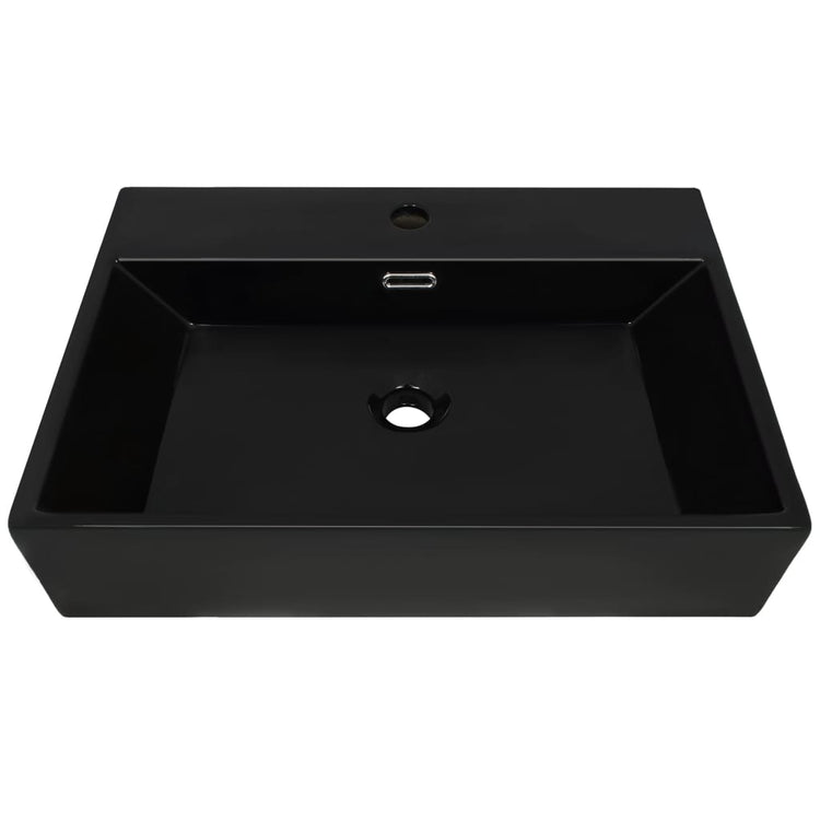 VIDAXL WASHBAIN mit TAP -Loch 60,5 x 42,5x14,5 cm Keramikschwarz