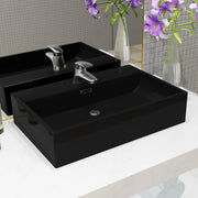VIDAXL WASHBAIN mit TAP -Loch 60,5 x 42,5x14,5 cm Keramikschwarz - afbeelding 1