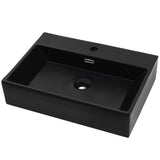 VIDAXL WASHBAIN mit TAP -Loch 76x42.5x14,5 cm Keramikschwarz - afbeelding 2