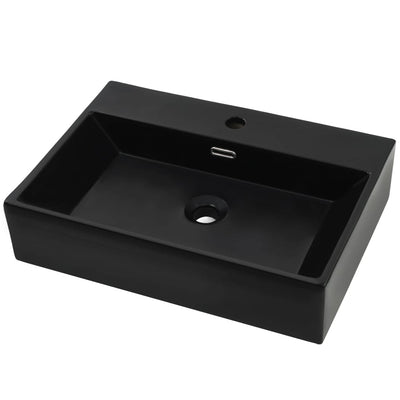 VIDAXL WASHBAIN mit TAP -Loch 76x42.5x14,5 cm Keramikschwarz