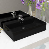 VIDAXL WASHBAIN mit TAP -Loch 76x42.5x14,5 cm Keramikschwarz - afbeelding 1