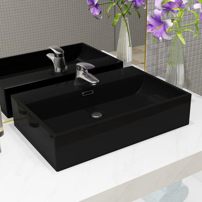 VIDAXL WASHBAIN mit TAP -Loch 76x42.5x14,5 cm Keramikschwarz