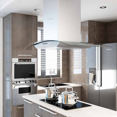 Vidaxl Island Extractor 756 m³ U LED 90 cm Edelstahl