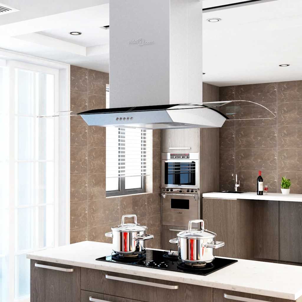 Vidaxl Island Extractor 756 m³ U LED 90 cm Edelstahl