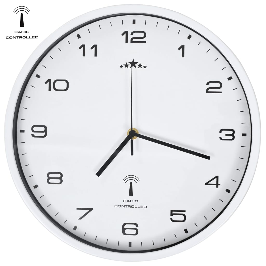 Vidaxl Wanduhr mit Quarz -Uhr -Radio -Steuer 31 cm Weiß