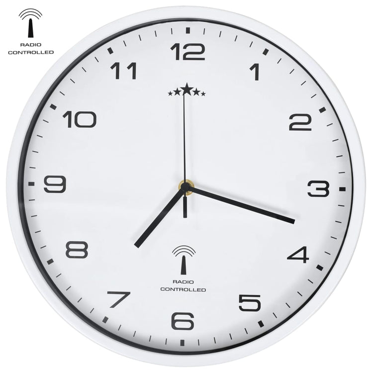 Vidaxl Wanduhr mit Quarz -Uhr -Radio -Steuer 31 cm Weiß