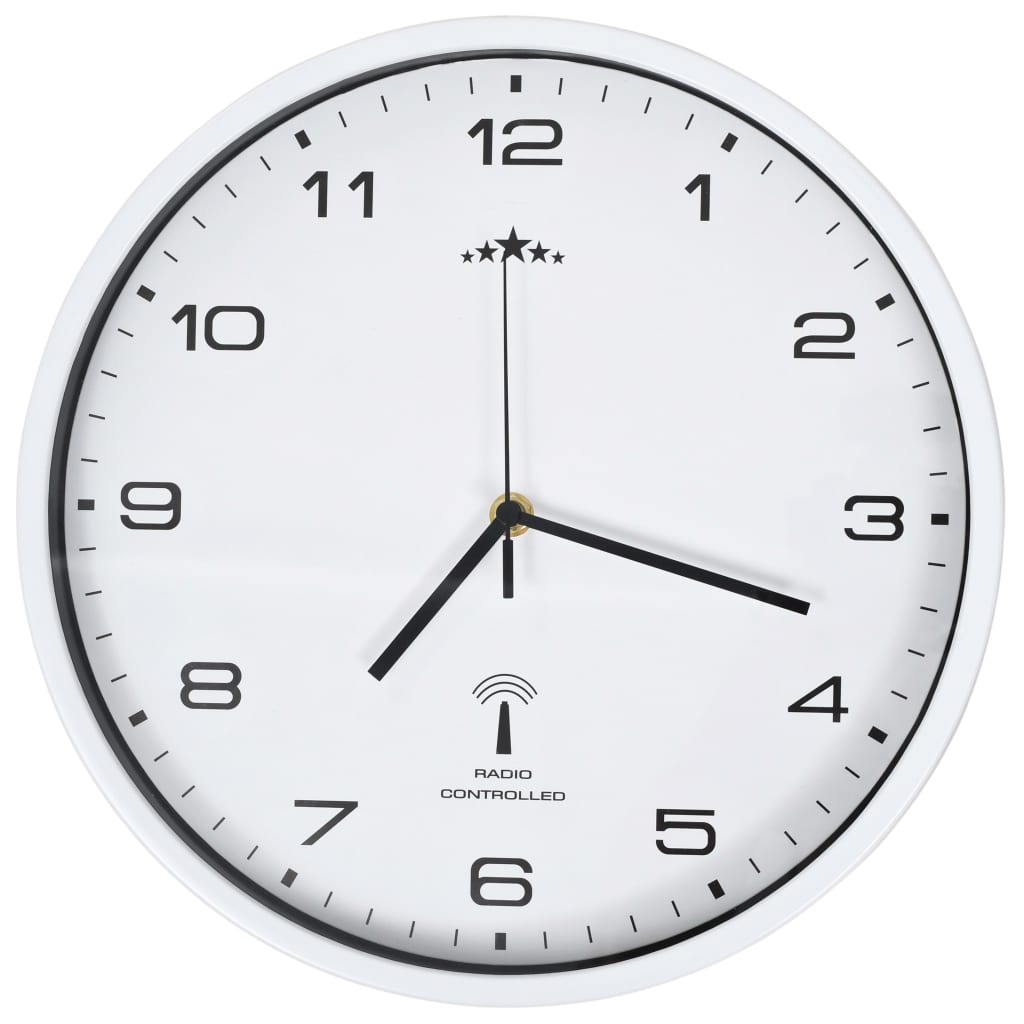 Vidaxl Wanduhr mit Quarz -Uhr -Radio -Steuer 31 cm Weiß