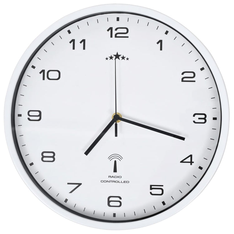 Vidaxl Wanduhr mit Quarz -Uhr -Radio -Steuer 31 cm Weiß