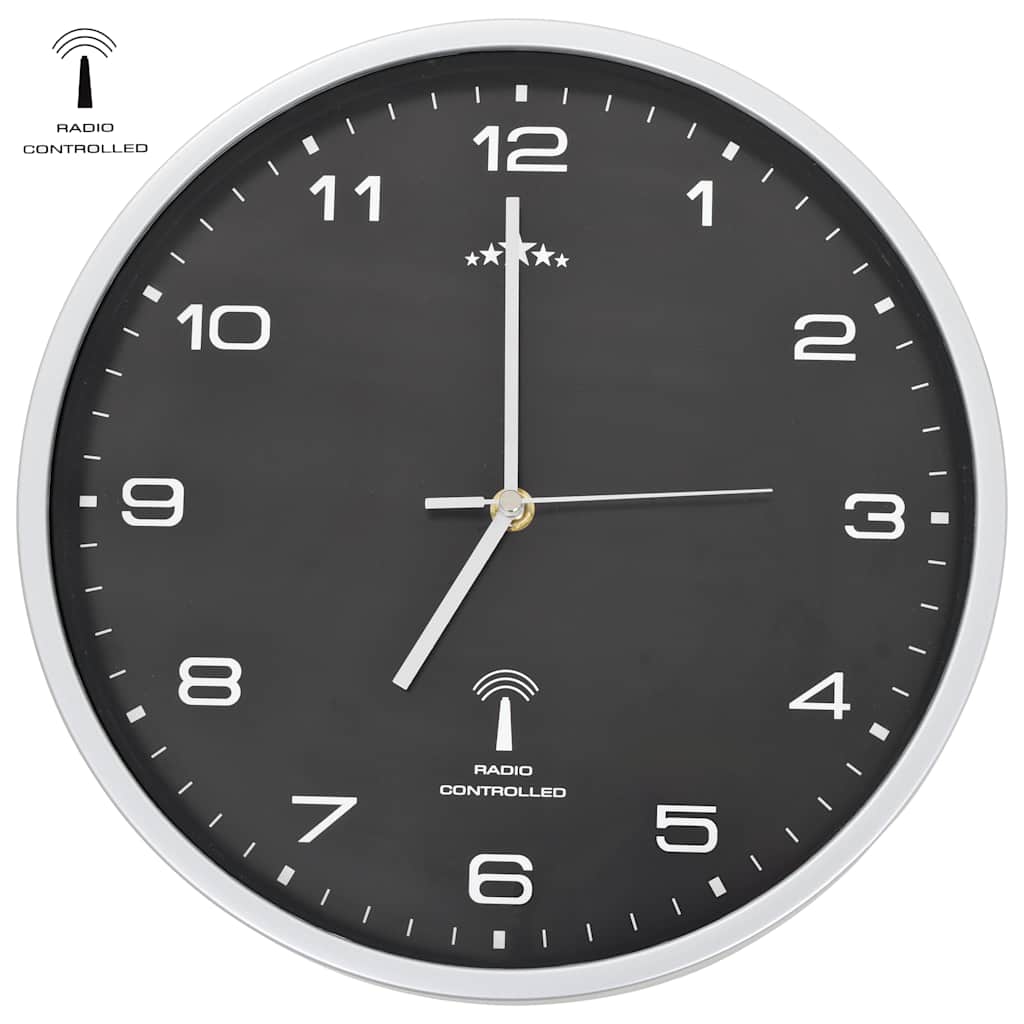 Vidaxl Wanduhr mit Quarz -Uhr -Radio -Steuer 31 cm Schwarz