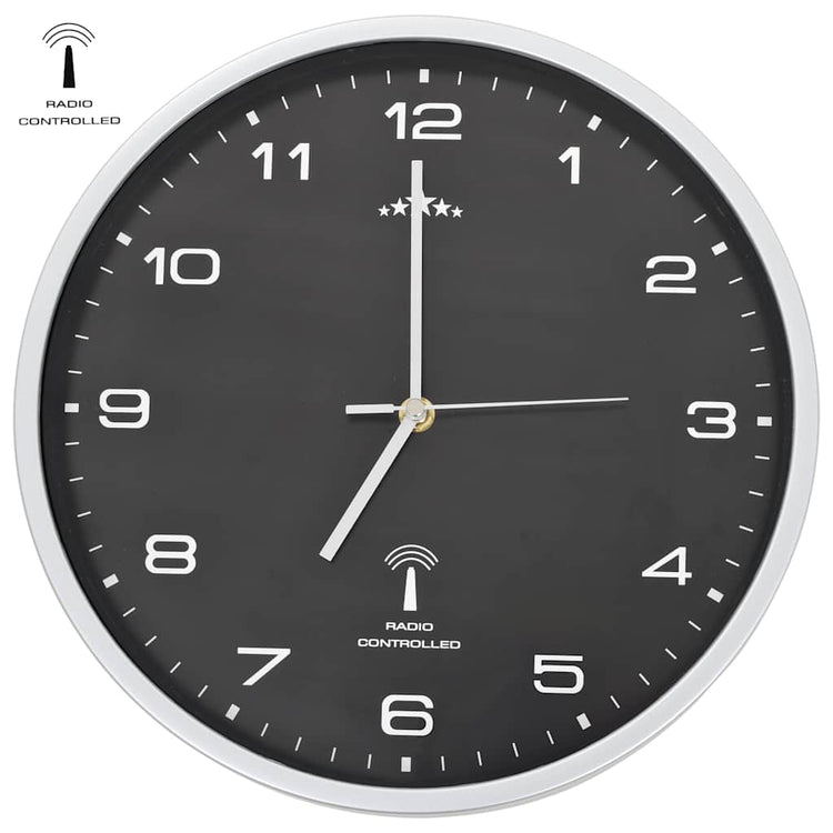 Vidaxl Wanduhr mit Quarz -Uhr -Radio -Steuer 31 cm Schwarz