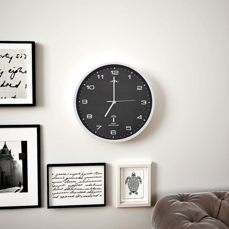 Vidaxl Wanduhr mit Quarz -Uhr -Radio -Steuer 31 cm Schwarz
