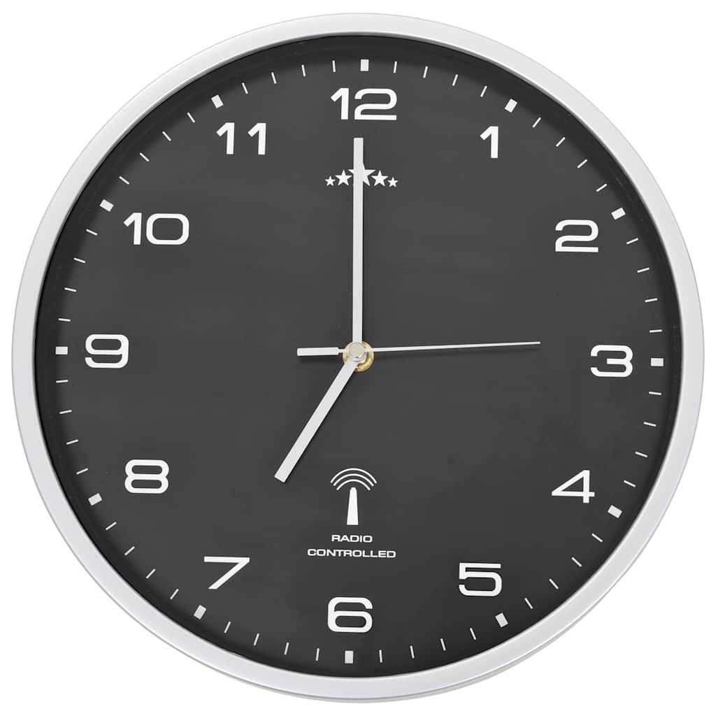 Vidaxl Wanduhr mit Quarz -Uhr -Radio -Steuer 31 cm Schwarz