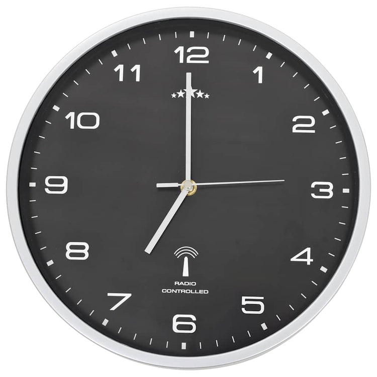 Vidaxl Wanduhr mit Quarz -Uhr -Radio -Steuer 31 cm Schwarz