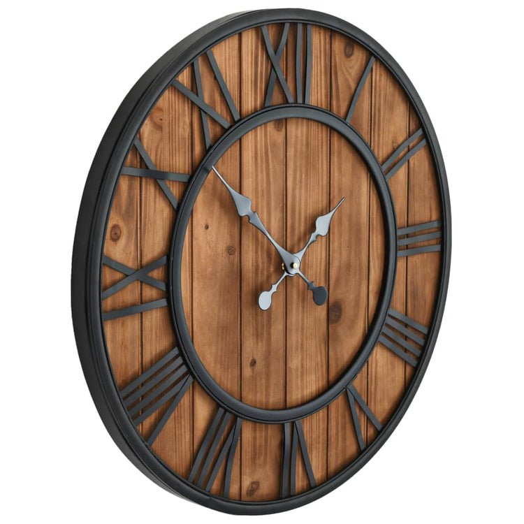 Vidaxl Wanduhr Vintage-Quarzmechanismus xxl 60 cm Holz Metall