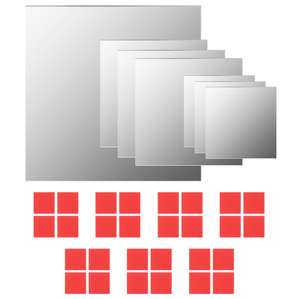 Vidaxl Wandspiegel quadratische Glas 7 Sts