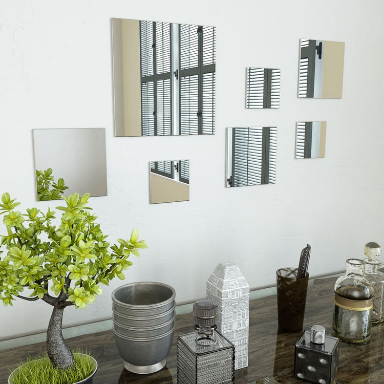 Vidaxl Wandspiegel quadratische Glas 7 Sts
