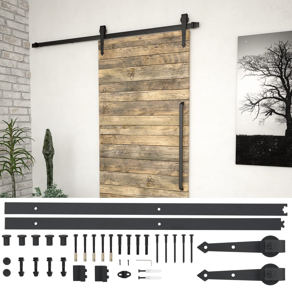 Vidaxl -Box mit Teilen für Schiebetür 183 cm Stahl schwarz