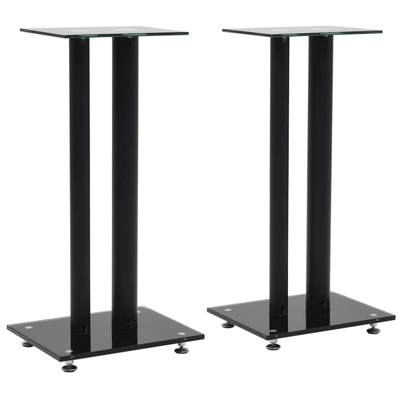 Vidaxl Lautsprecherstandards Säulendesign Temperiertes Glas schwarz 2 PCs
