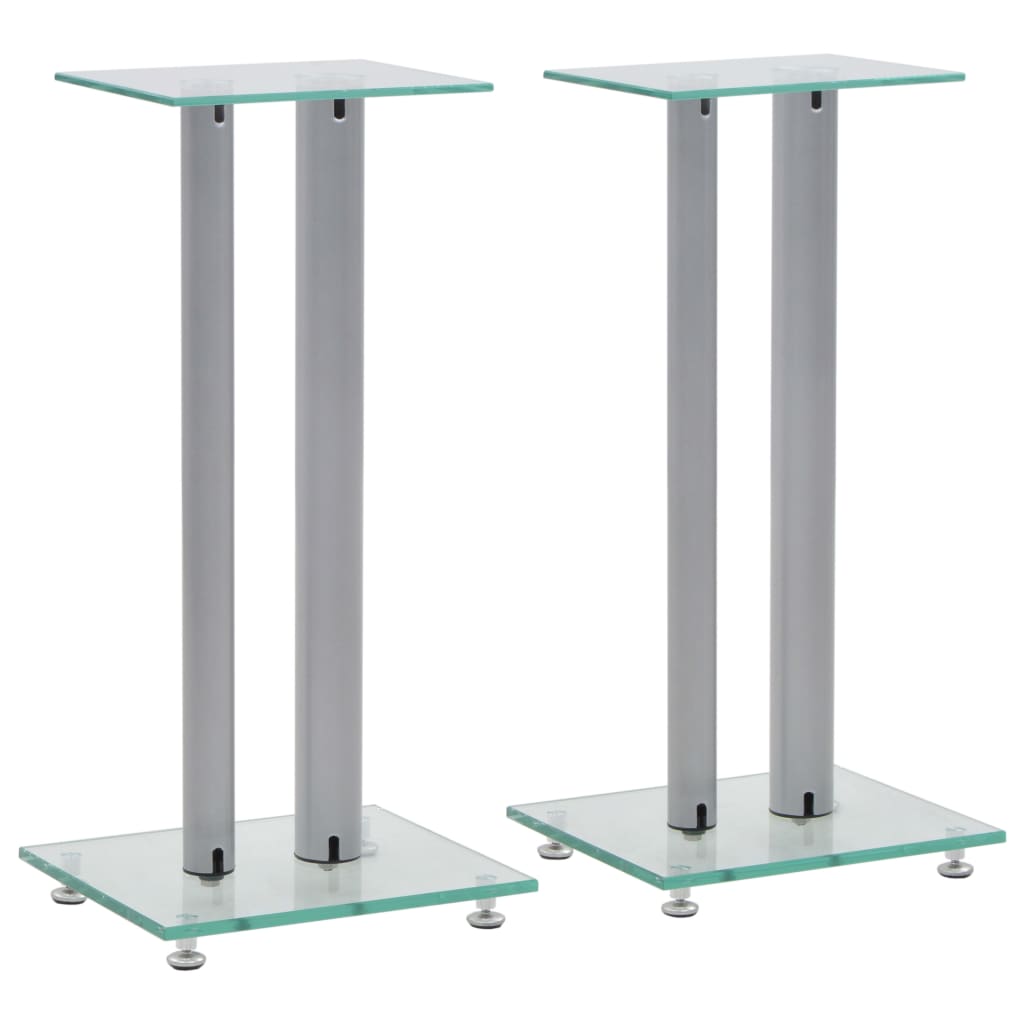Vidaxl Lautsprecherstandards Säulendesign Temperiertes Glas Silber 2 STs