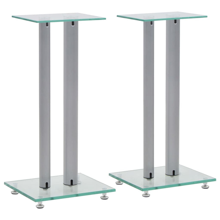 Vidaxl Lautsprecherstandards Säulendesign Temperiertes Glas Silber 2 STs