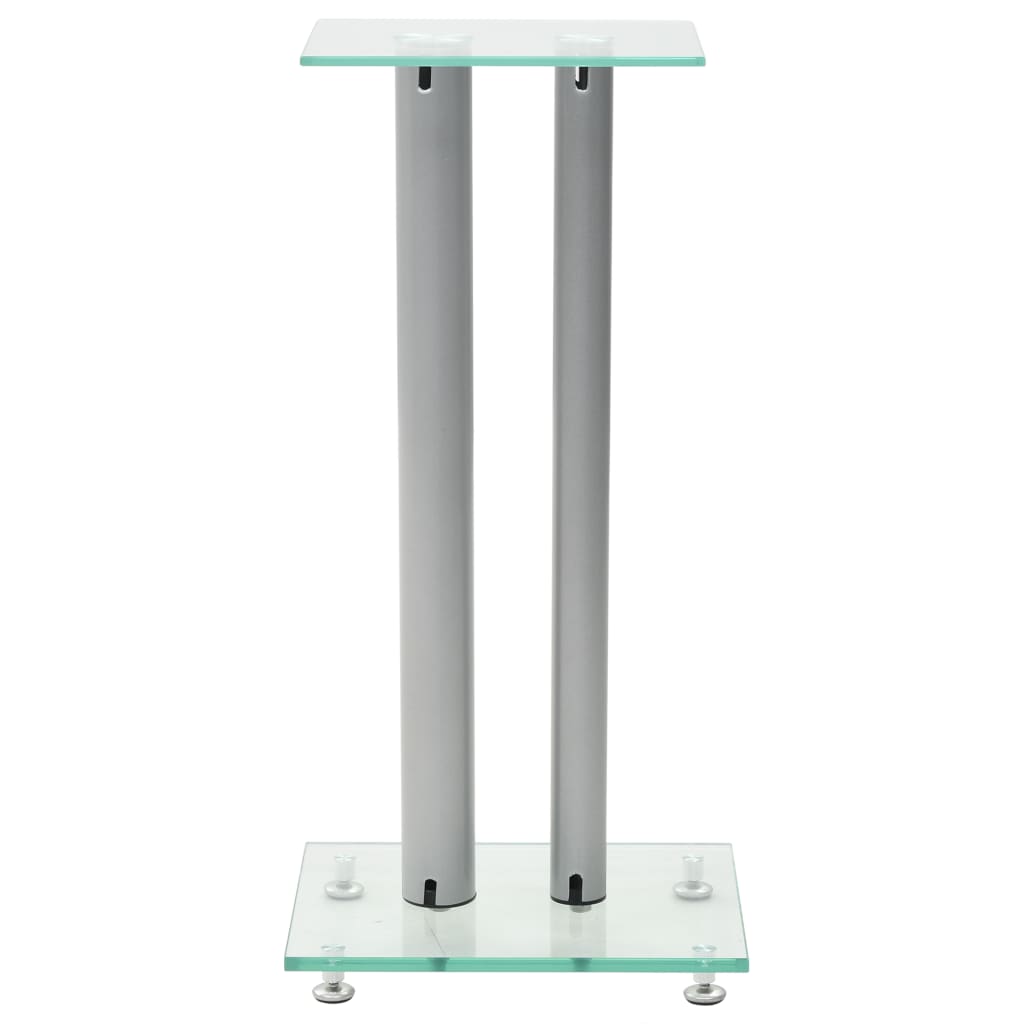 Vidaxl Lautsprecherstandards Säulendesign Temperiertes Glas Silber 2 STs