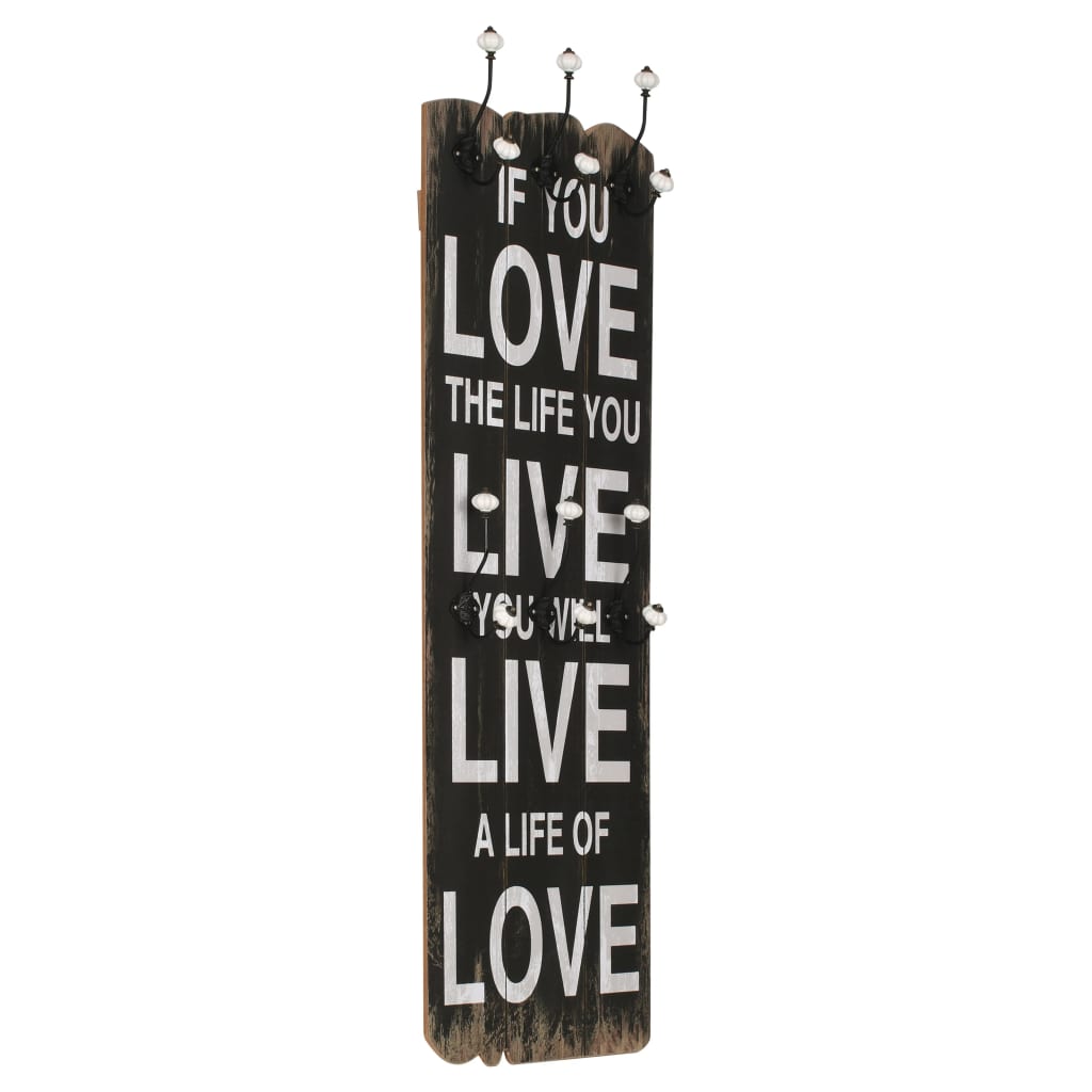 Vidaxl -Wandbedeckungsregal mit 6 Haken Live Live 120x40 cm