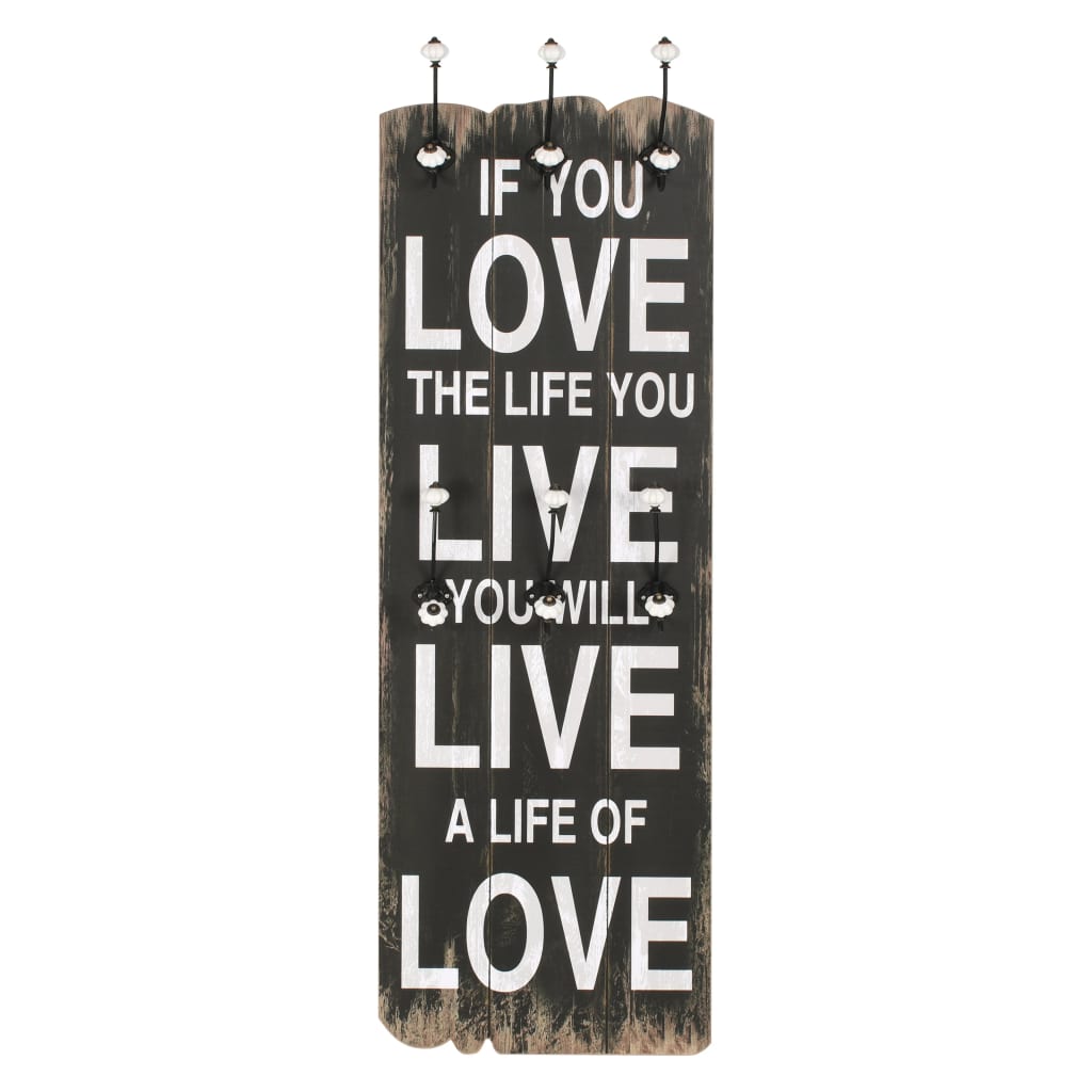 Vidaxl -Wandbedeckungsregal mit 6 Haken Live Live 120x40 cm
