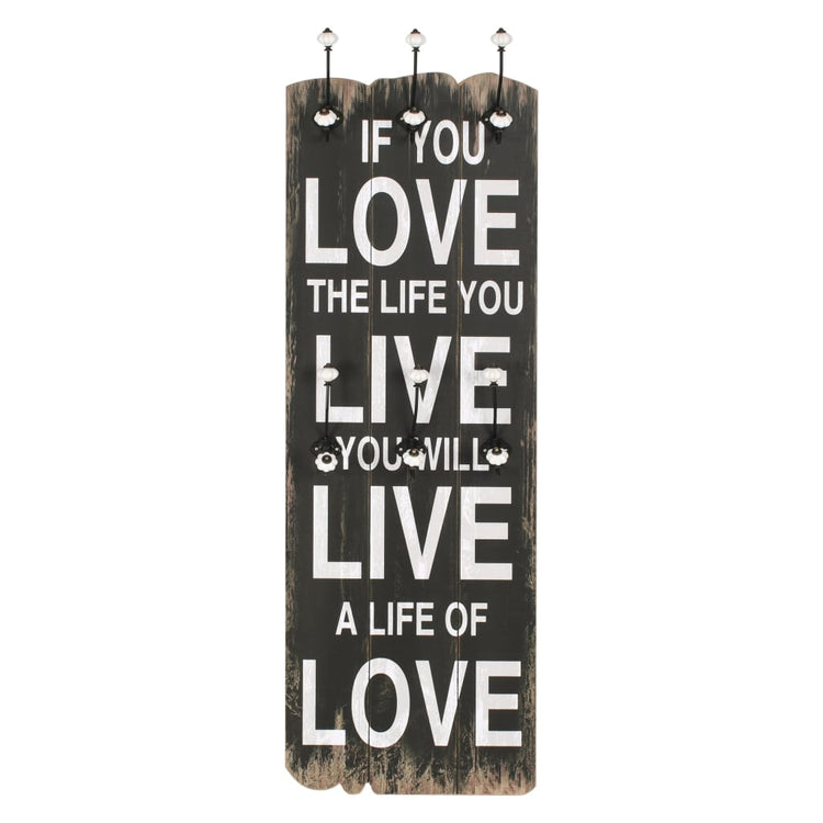 Vidaxl -Wandbedeckungsregal mit 6 Haken Live Live 120x40 cm