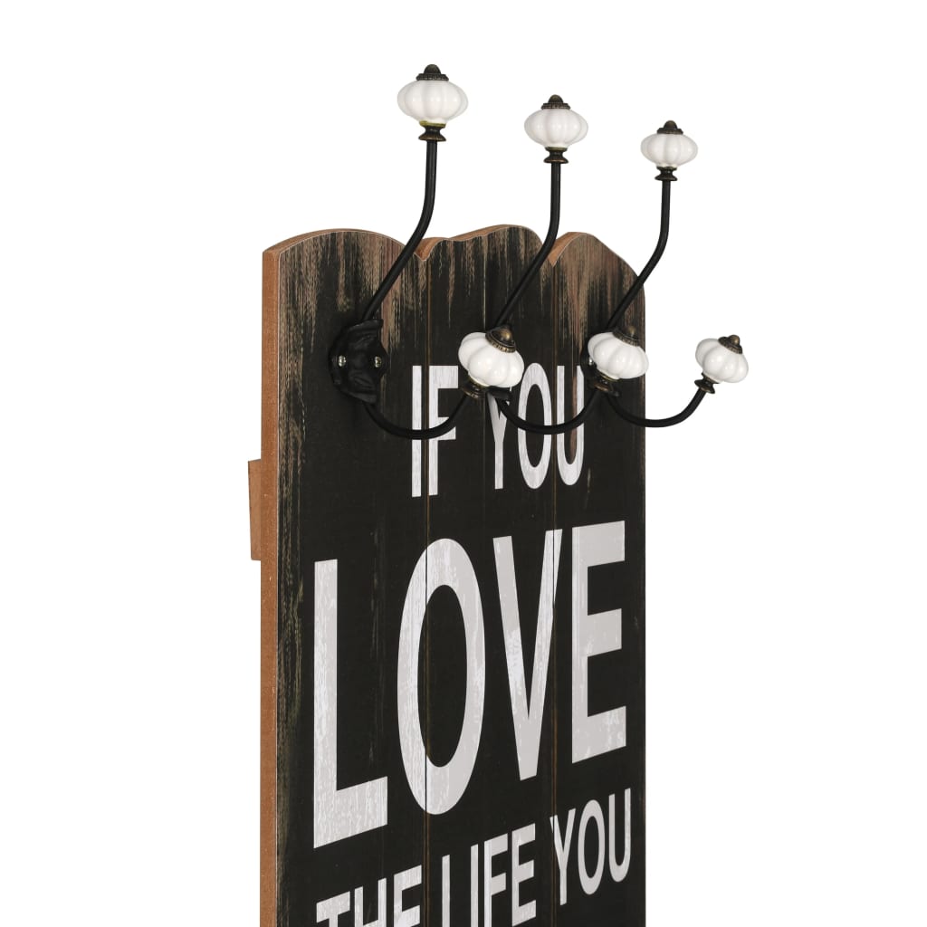 Vidaxl -Wandbedeckungsregal mit 6 Haken Live Live 120x40 cm