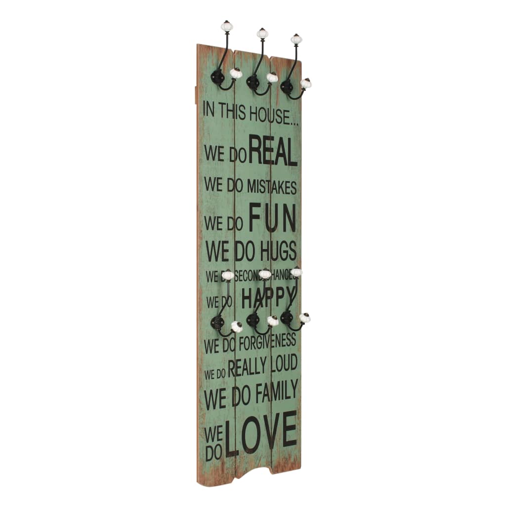 VIDAXL -Wandbedeckungsregal mit 6 Haken Happy Love 120x40 cm