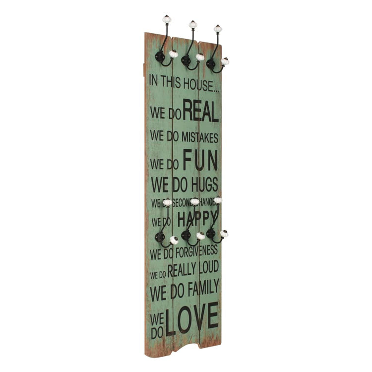 VIDAXL -Wandbedeckungsregal mit 6 Haken Happy Love 120x40 cm