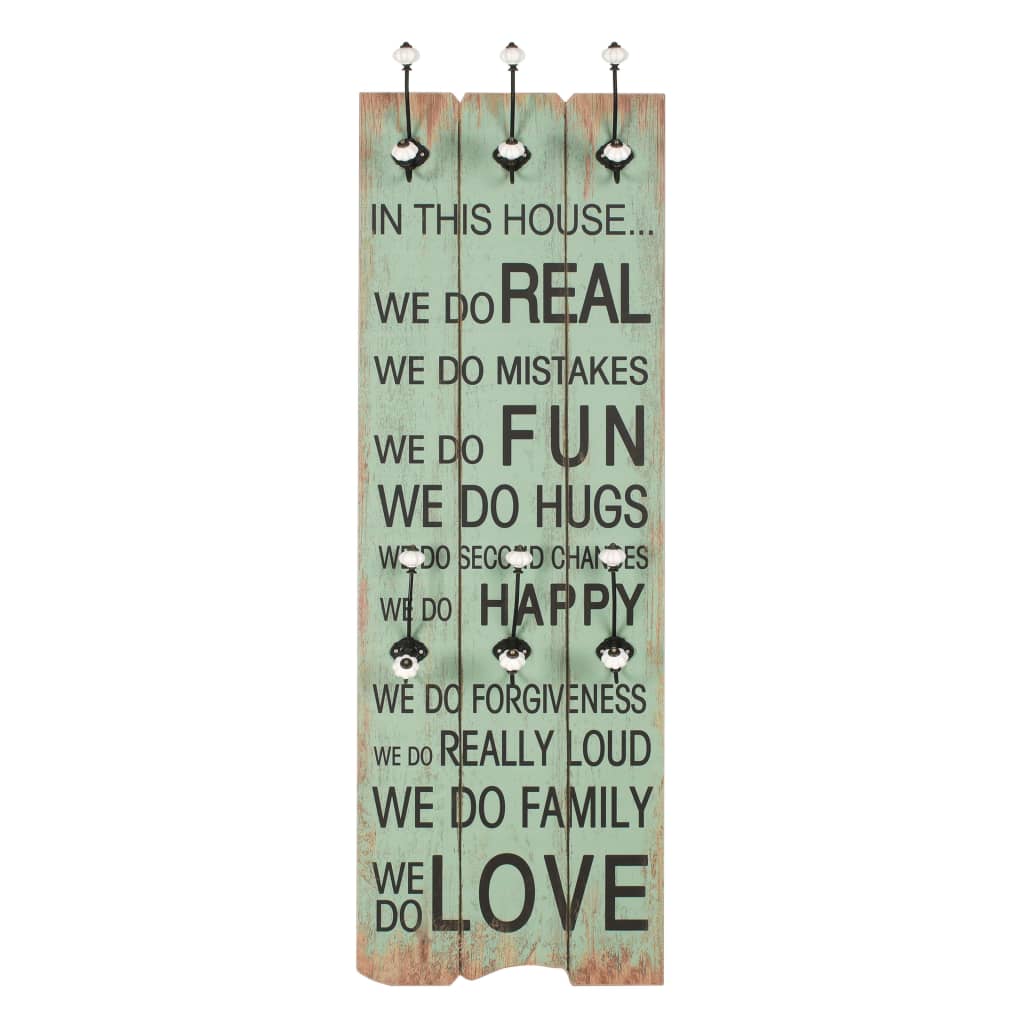 VIDAXL -Wandbedeckungsregal mit 6 Haken Happy Love 120x40 cm