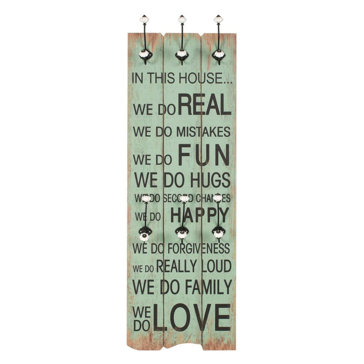 VIDAXL -Wandbedeckungsregal mit 6 Haken Happy Love 120x40 cm