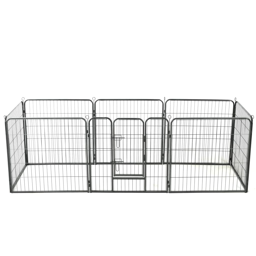 Vidaxl Hundelauf mit 8 Panels 80 x 80 cm Stahlschwarz