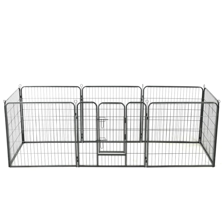 Vidaxl Hundelauf mit 8 Panels 80 x 80 cm Stahlschwarz
