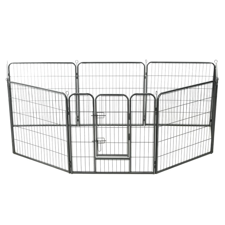 Vidaxl Hundelauf mit 8 Panels 80 x 80 cm Stahlschwarz