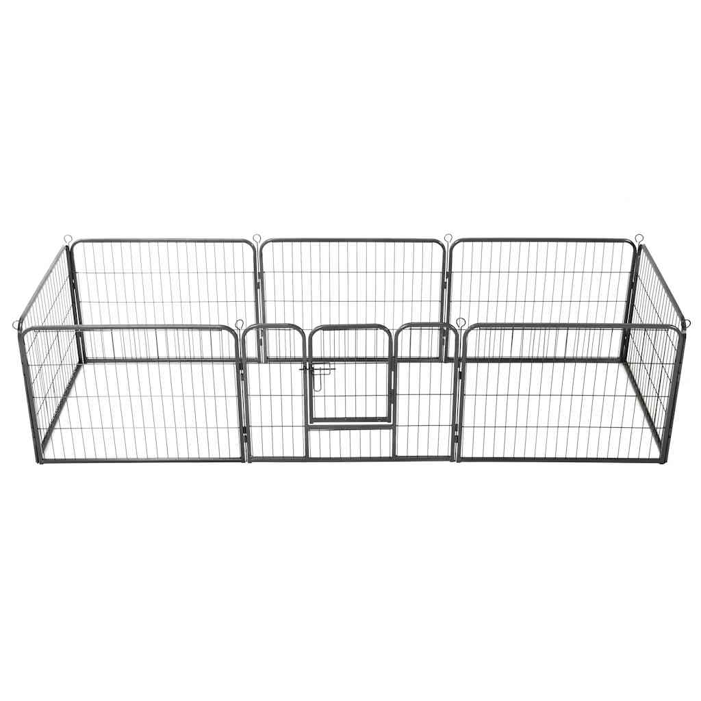 Vidaxl Hundelauf mit 8 Panels 80x60 cm Stahl schwarz