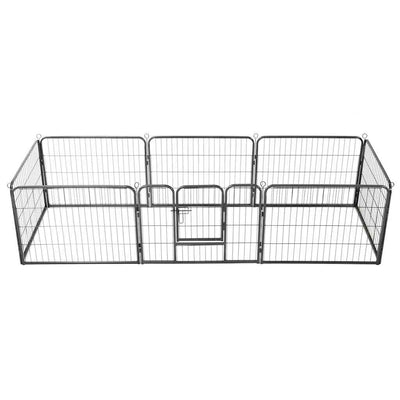 Vidaxl Hundelauf mit 8 Panels 80x60 cm Stahl schwarz